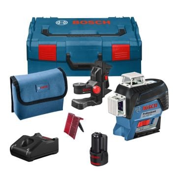 Bosch Professional GLL 3-80 C 10.8v / 12v Multi Line Red Laser Measuring Tool Inc BM1 Mount, 1x 2.0Ah Batt