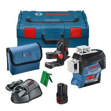 Bosch Professional GLL 3-80 CG 10.8v / 12v Green Multi Line Laser Measuring Tool Inc BM1 Mount & 1x 2.0Ah Batt