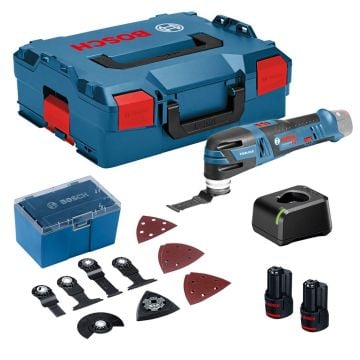 Bosch Professional GOP 12V-28 Brushless Starlock Multi-Cutter Inc 2x 2.5Ah Batts + 12 Accessories