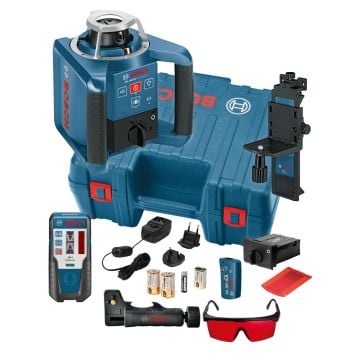 Bosch Professional GRL 300 HV Rotation Laser Measuring Tool Inc LR1 Receiver, WM4 Mount & RC1 Remote