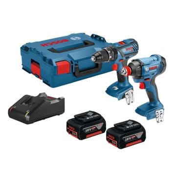 Bosch Professional GSB 18V-28 Combi & GDX 18 V-180 Impact Driver Twin Kit Inc 2x 4.0Ah Batts