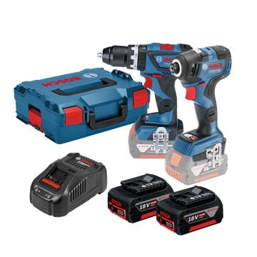 Bosch Professional GSB 18V-60 C Combi & GDR 18 V-200 C Impact Driver Twin Kit Inc 2x 5.0Ah Batts