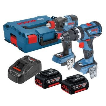 Bosch Professional GSB 18V-60 C Combi & GDX 18 V-200 C Impact Twin Kit Inc 2x 5.0Ah Batts
