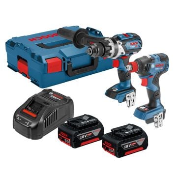Bosch Professional GSB 18V-85 C Combi & GDX 18 V-200 C Impact Twin Kit Inc 2x 5.0Ah Batts