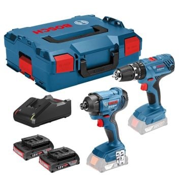 Bosch Professional GSB 18V-21 Combi & GDR 18 V-160 Impact Twin Pack Inc 2x 2.0Ah Batts