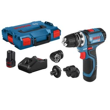 Bosch Professional GSR 12V-15 FC 10.8v / 12v FlexiClick Drill Driver Inc 4x Chucks & 2x 2.0Ah Batts
