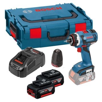 Bosch Professional GSR 18 V-EC FC2 FlexiClick Brushless Drill Driver Inc 1x Chuck & 2x 5.0Ah Batts