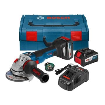 Bosch Professional GWS 18V-125 SC Brushless 125mm / 5" Angle Grinder Inc GCY 30-4 Module & 2x 6.3Ah Batts