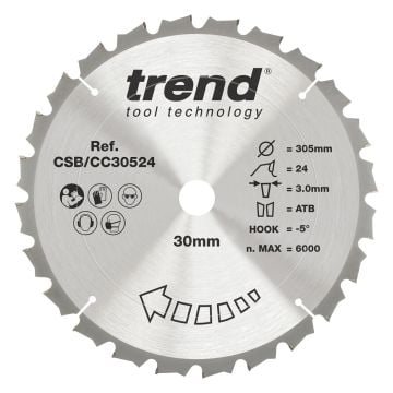 Trend CSB/CC30524 Wood Mitre Saw Blade 305mm x 30mm x 24T