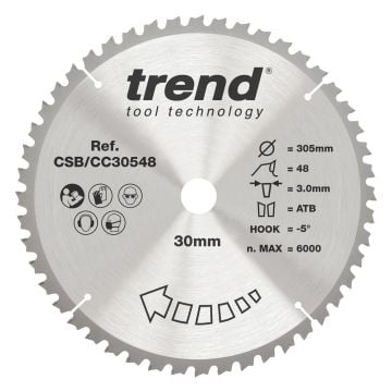 Trend CSB/CC30548 Wood Mitre Saw Blade 305mm x 30mm x 48T