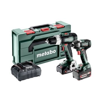 Metabo 685198000 Cordless 18v Impact Driver & Combi Drill Combo Kit Inc 2x Batteries