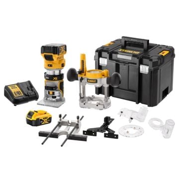DeWalt DCW604P2-GB 18v XR Brushless 1/4" Router Inc 2x 5.0Ah Batts