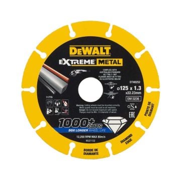 DeWalt DT40252-QZ Extreme 125 x 22.23 x 1.3mm Diamond Cutting Disc
