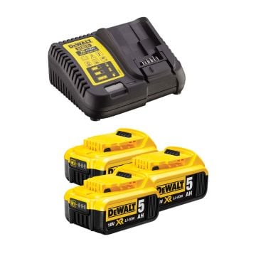 DeWalt DCB115P3 18v 5Ah Li-Ion XR Slide Battery x3 Pack & DCB115 Charger