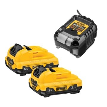DeWalt DCB124 10.8v / 12v XR 3.0Ah Li-Ion Battery Twin Pack & DCB1102 Charger Kit 