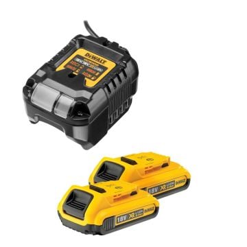 DeWalt DCB183X2/DCB112 2x 2.0Ah 18v XR Li-Ion Batteries & Charger Starter Kit