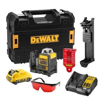 DeWalt DCE0811D1R-GB 12v XR Cordless 2x360 Red Beam Laser Level Inc 1x 2.0Ah Battery