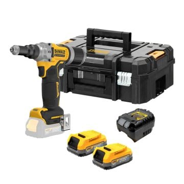 DeWalt DCF414E2T-GB 18v XR 1/4" Brushless Riveter Inc 2x 1.7Ah Powerstack Batts