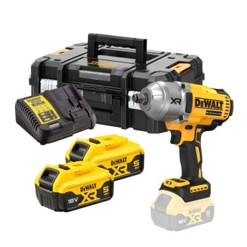 DeWalt DCF900P2T-GB 18v XR Brushless 1/2" High Torque Impact Wrench Inc 2x 5.0Ah Batts