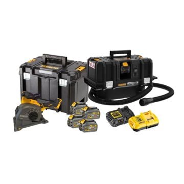 DeWalt DCG200T2-GB Kit 54v XR FLEXVOLT Brushless Wall Chaser + DCV586MT2 Dust Extractor Inc 4x DCB546 Batts