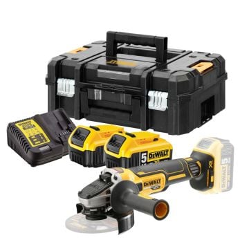 DeWalt DCG405P2 18v XR 125mm Brushless Angle Grinder Inc 2x 5.0Ah Batts