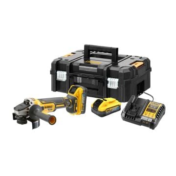 DeWalt DCG409H2T-GB 18v XR Cordless Brushless Angle Grinder Inc 2x 5.0Ah Powerstack Batts