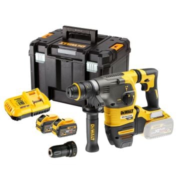 DeWalt DCH334X2-GB 54v XR FLEXVOLT Cordless Brushless SDS+ Plus Hammer Drill inc 2x DCB547 Batts & QCC