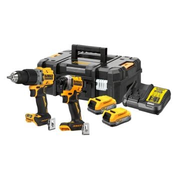 DeWalt DCK2050E2T-GB 18v XR Powerstack Twin Kit Combi Drill & Impact Driver Inc 2x Powerstack Batts