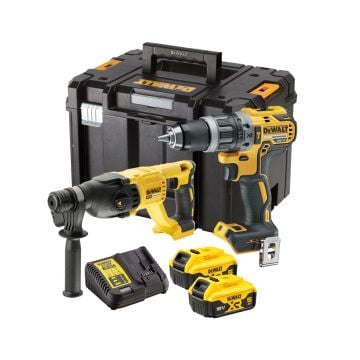DeWalt DCK2071P2T-GB 18v XR SDS+ Plus Hammer Drill & Combi Drill Twin Kit Inc 2x 5.0Ah Batts