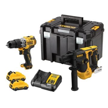 DeWalt DCK2102L2T-GB 12v XR Brushless Combi Drill & SDS+ Plus Hammer Drill Twin Pack Inc 2x 3.0Ah Batts