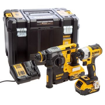 DeWalt DCK2532P2-GB 18v XR Impact Driver & SDS+ Plus Rotary Hammer Drill Twin Kit Inc 2x 5.0Ah Batts