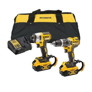 DeWalt DCK266P2LR-GB Brushless 18v Combi Drill & Impact Driver Inc 2x 5.0Ah Lanyard Ready Batts