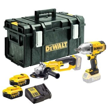 DeWalt DCK269P2 18v XR DCF899 Impact Wrench & DCG412 Angle Grinder Twin Pack inc 2x 5.0Ah Batts