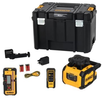 DeWalt DCLE15211R-GB USB-C Rotary Dual Slope Red Laser Level Kit In TSTAK Carry Case Inc 4x AA Batts 