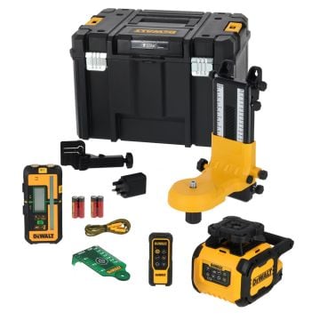 DeWalt DCLE15221G-GB USB-C Rotary Single Slope Green Beam Laser Kit In Carry Case Inc 1x Digital Detector