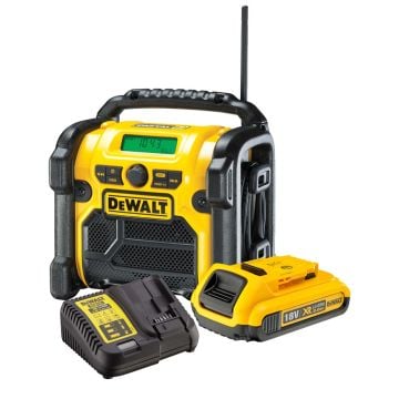 DeWalt DCR020KIT2 10.8 / 14.4 / 18v XR Li-Ion DAB+ Compact Radio Bundle Inc 1x 2.0Ah Battery & Charger 