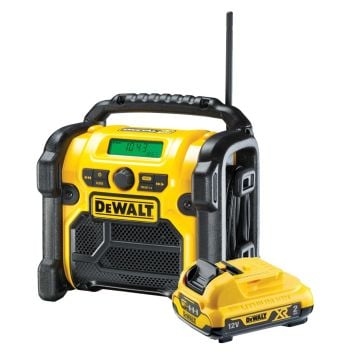 DeWalt DCR020KIT3 10.8 / 14.4 / 18v XR Li-Ion DAB+ Compact Radio Inc 1x 12v 2.0Ah Battery