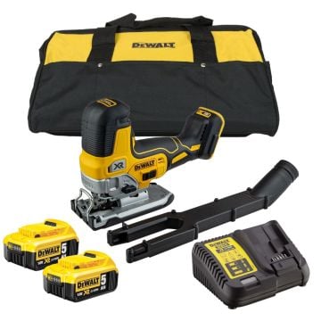 DeWalt DCS335P2-GB 18v XR Brushless Body Grip Jigsaw Inc 2x 5.0Ah Batteries