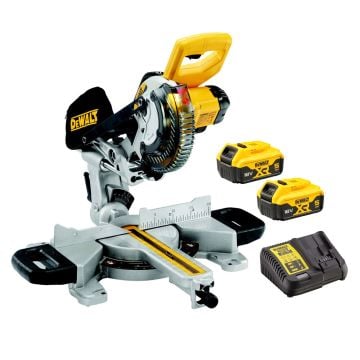 DeWalt DCS365P2-GB 18v Cordless XR Li-Ion 184mm Mitre Saw Inc 2x 5.0Ah Batts