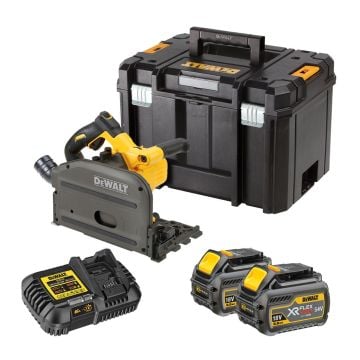 DeWalt DCS520T2-GB 54v XR FLEXVOLT Brushless 165mm Plunge Saw Inc 2x DCB546 Batts