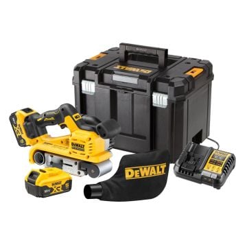DeWalt DCW220P2-GB 18v XR Brushless 75mm Belt Sander Inc 2x 5.0Ah Batts