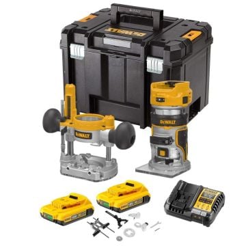 DeWalt DCW604D2-GB 18v XR Cordless Brushless 1/4" Router Inc 2x 2.0Ah Batts