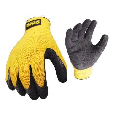 DeWalt DPG70L EU Rubber Coated Latex Gripper Gloves - Black/Yellow Large