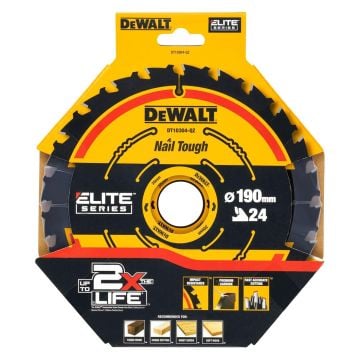 DeWalt DT10304-QZ ELITE SERIES 190mm x 30mm x 24T CSB Framing Circular Saw Blade