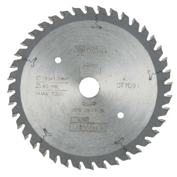DeWalt DT1091-QZ EXTREME WORKSHOP 165 x 20mm 40T Plunge Saw Blade