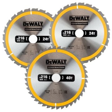 DeWalt DT1962-QZ Circular Saw Blades Construction 216mm x 30mm 3 Pack