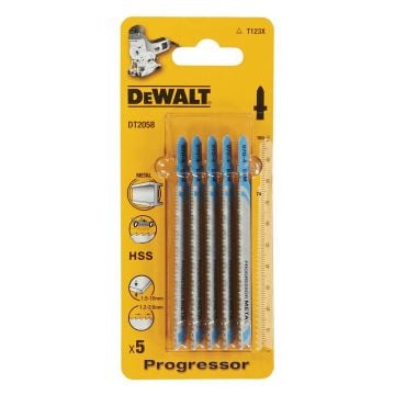 DeWalt DT2058-QZ T123X Progressor HSS Jigsaw Blade For Metal 100mm x5 Pcs