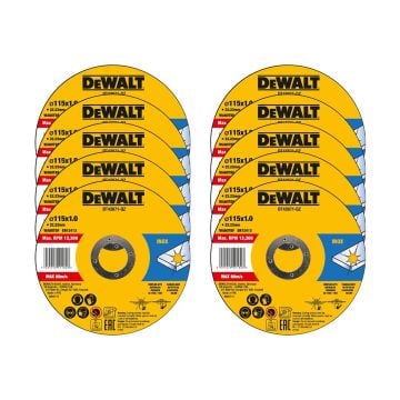DeWalt DT43971-QZ High Performance Bonded Thin Metal Cutting Disc 115mm x 1.0mm x 22.23mm x10 Pcs