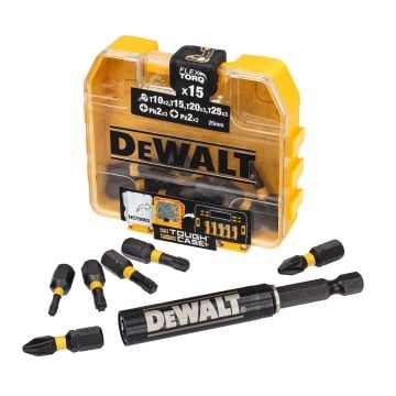 DeWalt DT70577T-QZ EXTREME FLEXTORQ TOUGHCASE Screwdriving Bit Set Inc Bit Holder x16 Pcs