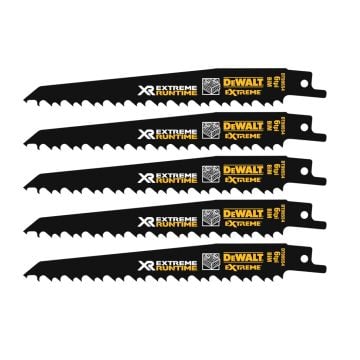 DeWalt DT99554-QZ XR Xtreme Runtime 152mm 4/6 TPI BiM Reciprocating Saw Blades x5 Pcs